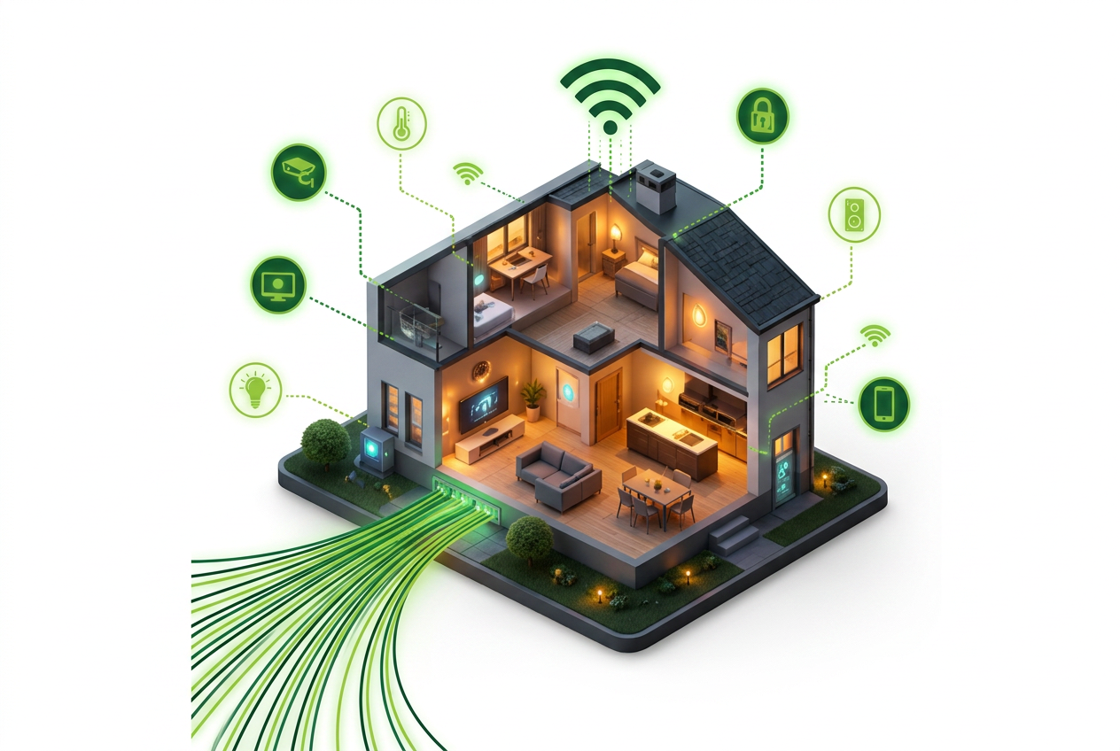 Casa conectada por fibra óptica com sinais de Wi-Fi da Clic Fácil Santarém